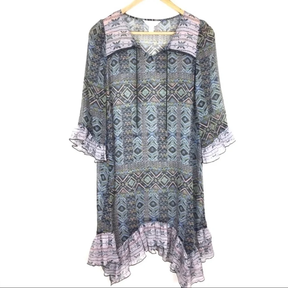 Sun & Shadow Dress Nordstrom Green Blue Women’s Size XS Southwestern Boho